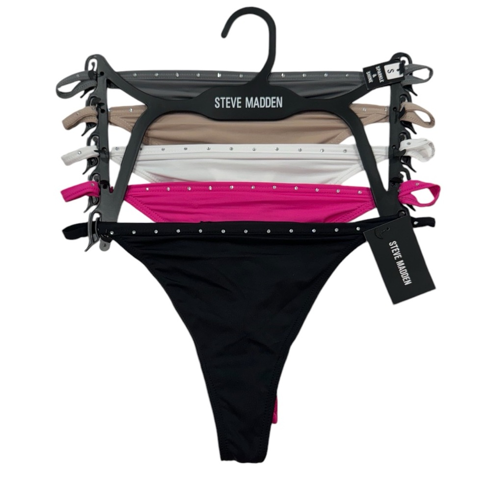 STEVE MADDEN 5 Pack Sparkle Shine Bling Embellished Rhinestone Thongs NWT Small